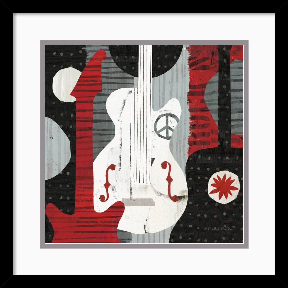 Michael Mullan 'Rock 'n Roll Guitars' 17 x 17-inch Framed Art Print