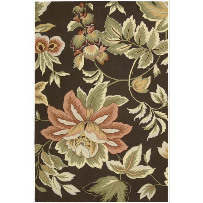 Floral Nourison Hand hooked Fantasy Brown Rug (19 X 29)