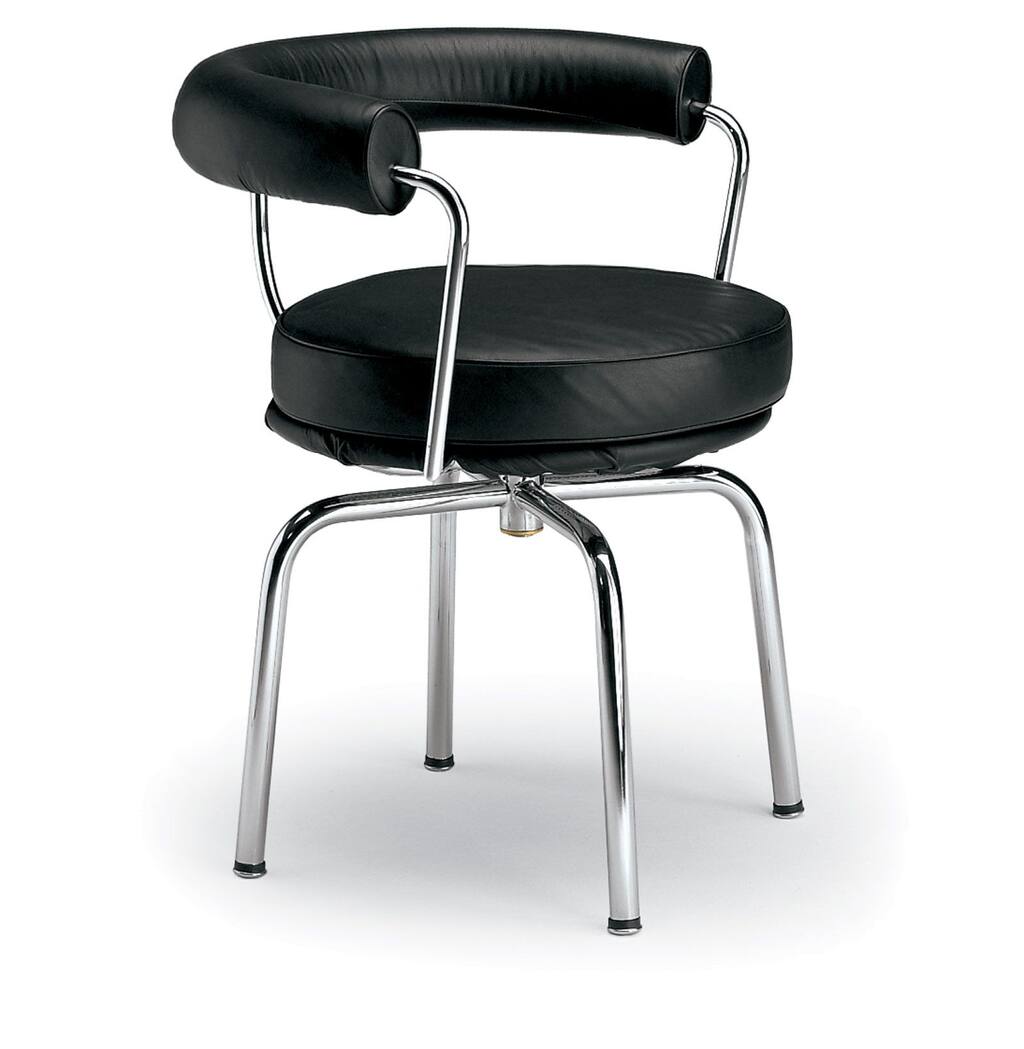 LC7 Black Leather Swivel Armchair