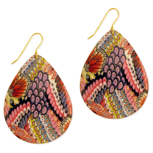 Handcrafted Goldtone Bright Enamel Teardrop Earrings (India