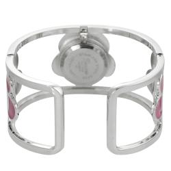 Geneva Platinum Women's Hinged Cuff Stainless Steel Flower Watch Geneva Women's Geneva Watches