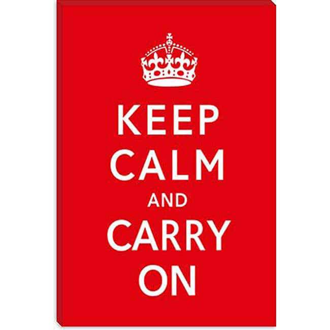 United Kingdom 'Keep Calm and Carry On' Gallery Wrapped Canvas - Red