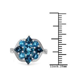 Malaika Sterling Silver Blue Round Topaz Ring Malaika Gemstone Rings