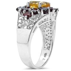 Malaika Sterling Silver 4.80ct TDW Citrine and Garnet Ring Malaika Gemstone Rings