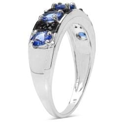 Malaika Sterling Silver 0.88ct TDW Tanzanite and Black Spinel Ring Malaika Gemstone Rings