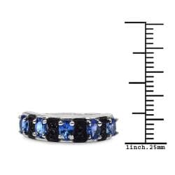 Malaika Sterling Silver 0.88ct TDW Tanzanite and Black Spinel Ring Malaika Gemstone Rings