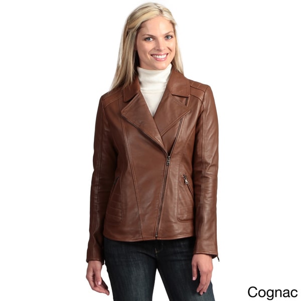 Shop Collezione Women's Leather Asymmetrical Jacket - Free Shipping ...
