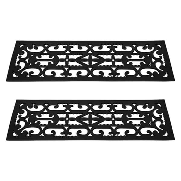 Set of 2 Non-Slip Stair Treads for Wooden Steps Decorative Runner with Traction Control Grip by Pure Garden (Black) - Set of 2