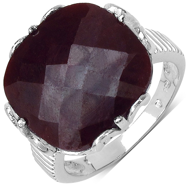 Malaika Sterling Silver Cushion cut Ruby Ring   Shopping