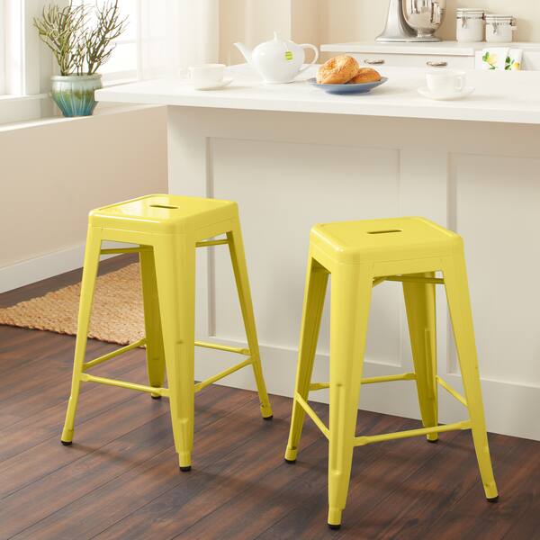 Shop I Love Living 24 Inch Lemon Metal Counter Stools Set Of 2