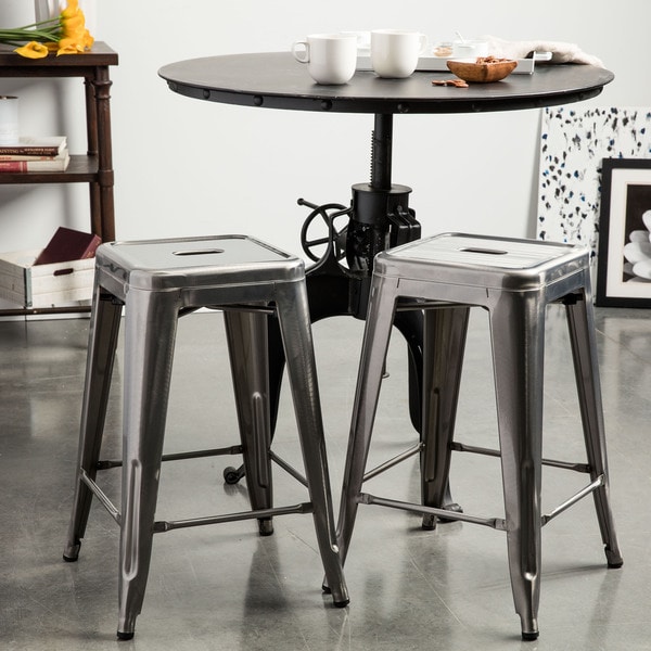 Tabouret 24 inch Vintage and Gunmetal Counter Stool (Set of 2