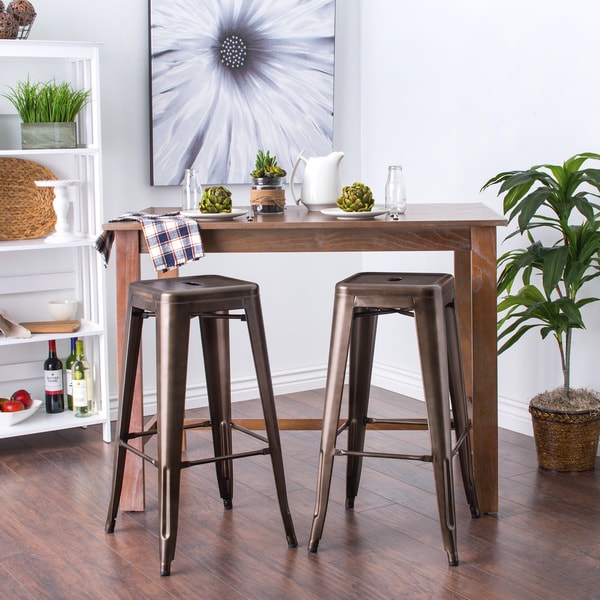 Tabouret 30-inch Vintage and Gunmetal Bar Stools (Set of 2 ...