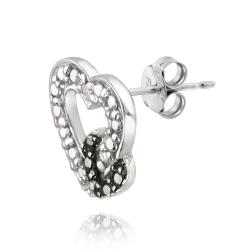 DB Designs Two tone Sterling Silver Diamond Accent Open Heart Earrings DB Designs Diamond Earrings