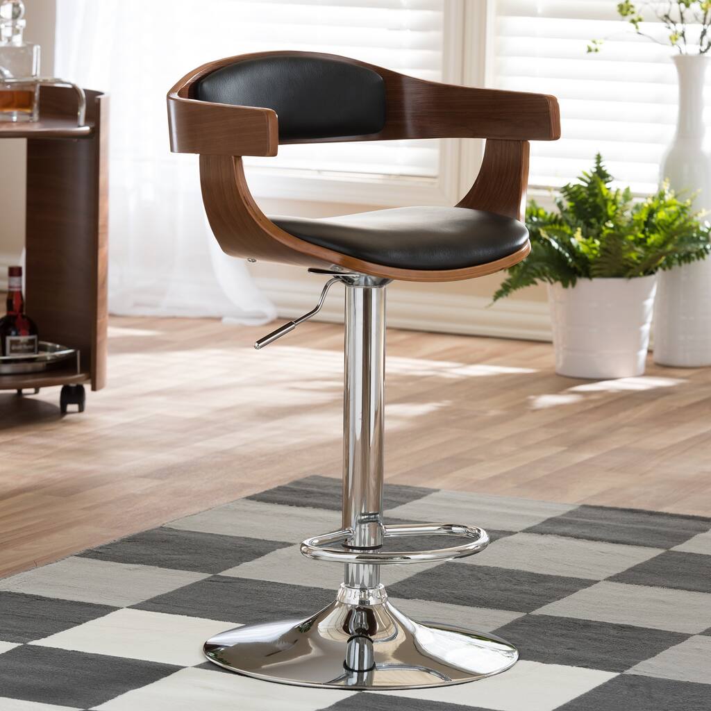 Modern Brown and Black 24-32" Adjustable Bar Stool