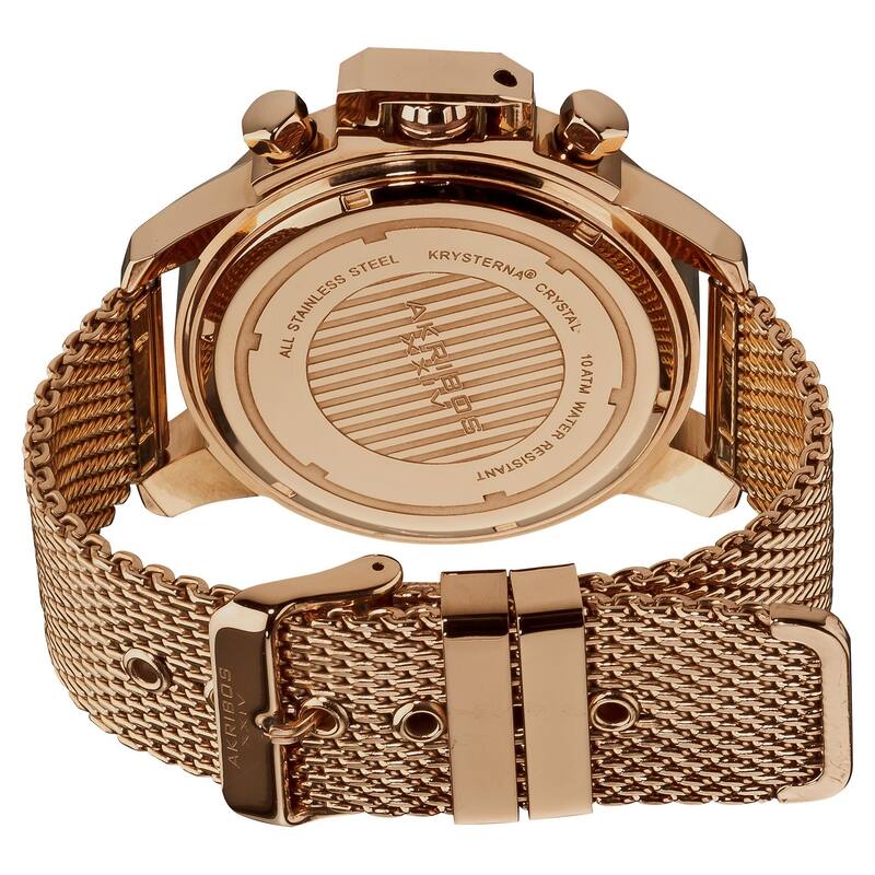 Akribos XXIV Men's Mesh Rose-Tone Bracelet Multifunction Watch
