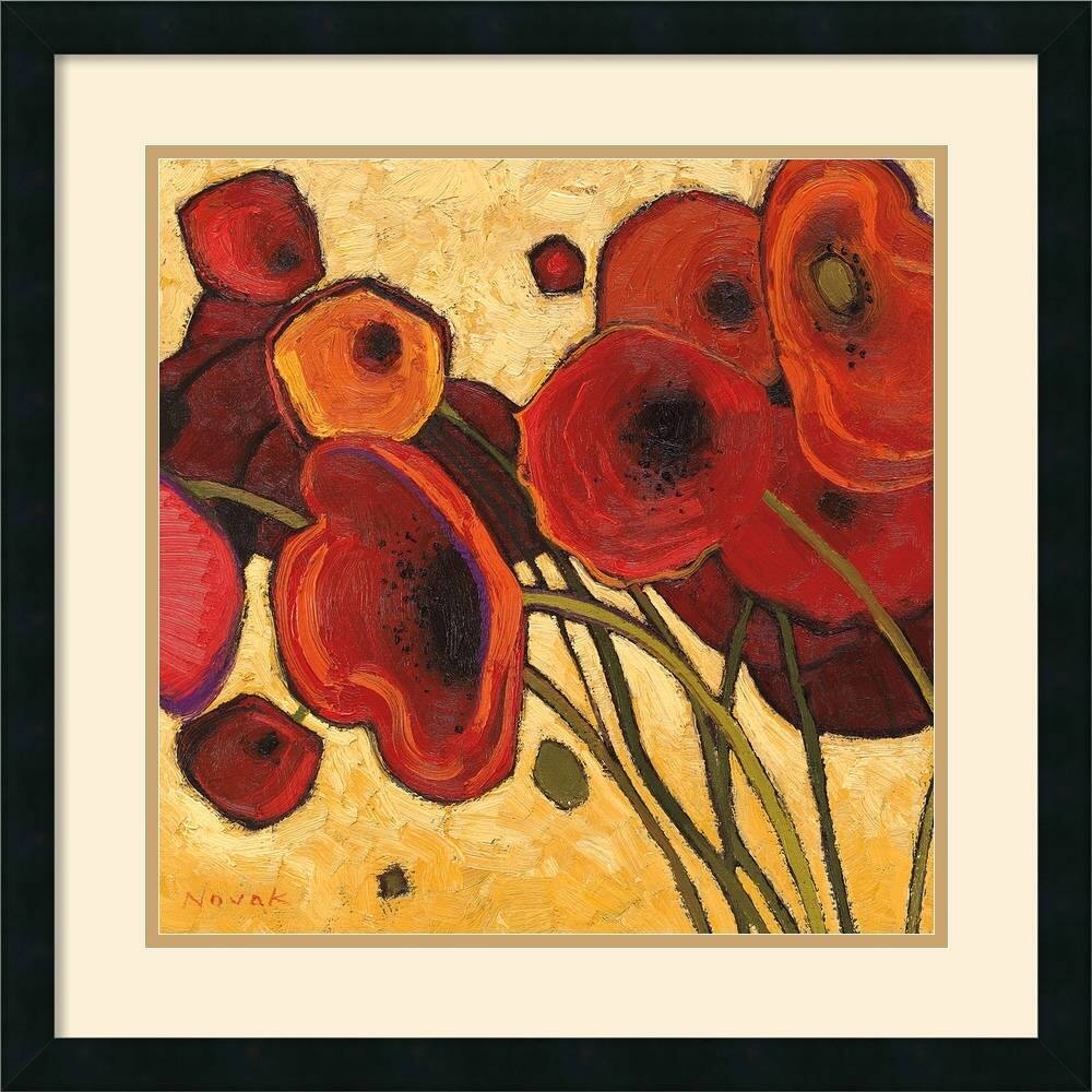 Shirley Novak 'Poppies Wildly I' Framed Art Print
