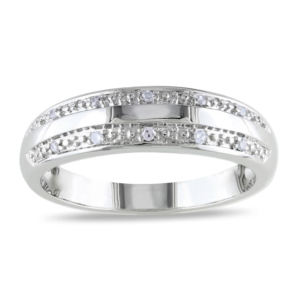 Miadora 10k White Gold Diamond Accent Band (G H, I1 I2) Miadora Women's Wedding Bands