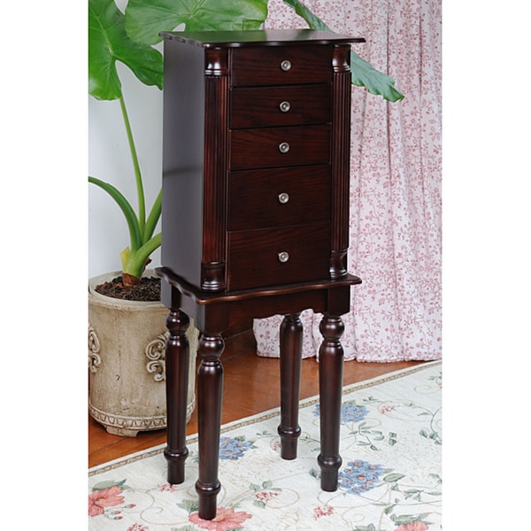Shop Classy Style Espresso Jewelry Armoire Chest Free Shipping Today
