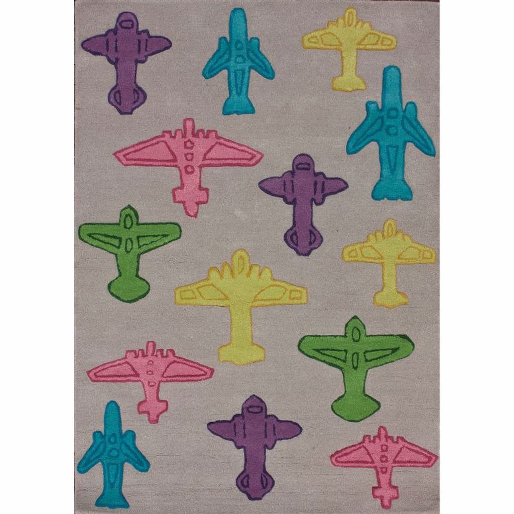 Nuloom Handmade Kids Airplanes Grey Wool Rug (5' x 7') - 5' x 7'
