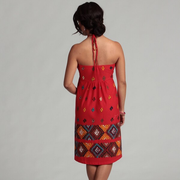 red halter dress casual