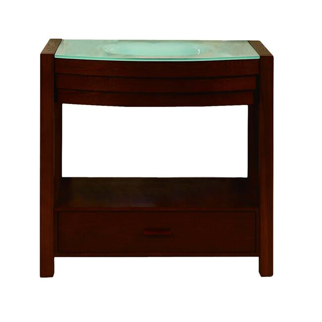 Walnut Finish Curved Front Vanity