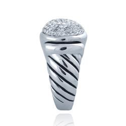 Icz Stonez Sterling Silver Crystal Ball Ribbed Ring ICZ Stonez Crystal, Glass & Bead Rings