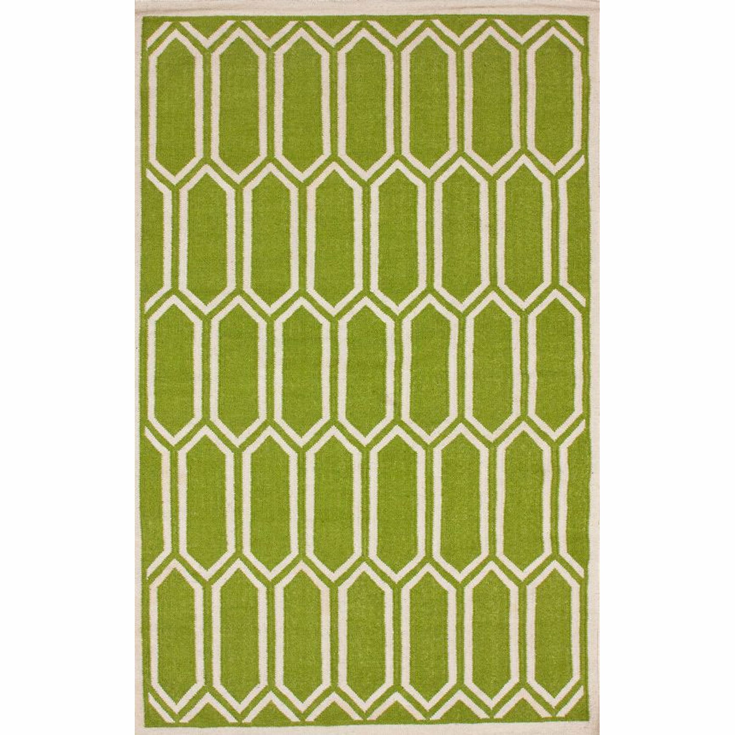 Nuloom Handmade Marrakesh Kilim Flatweave Trellis Green Wool Rug (5 X 8)