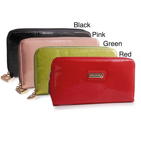 Miadora Metro Patent Zip Around Wallet