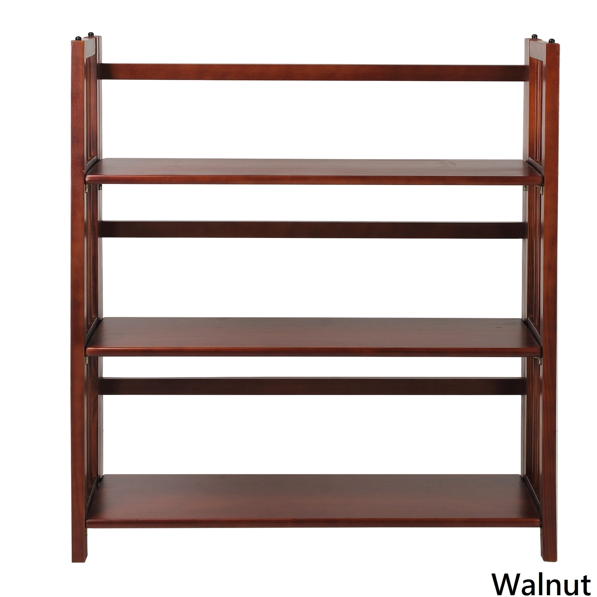 3 Shelf Stackable Folding Bookcase Walnut