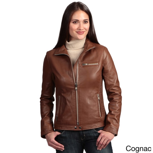 Collezione Women's 'Italia' Leather Motorcycle Jacket - Free Shipping ...