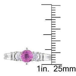 Miadora 14k White Gold Pink Sapphire and 1/4ct TDW Diamond Engagement Ring (G H, I1 I2) Miadora Gemstone Rings