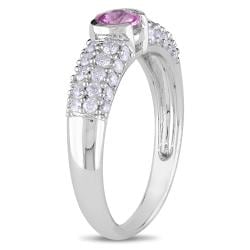 Miadora 14k White Gold Pink Sapphire and 1/2ct TDW Diamond Engagement Ring (H I, I2 I3) Miadora Gemstone Rings