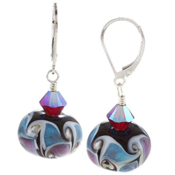 Charming Life Sterling Silver Multi colored Glass and Crystal Earrings