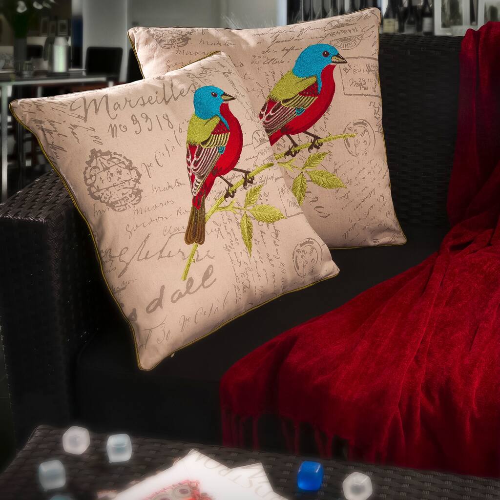 Embroidered Bird Pillows (Set of 2) by Christopher Knight Home