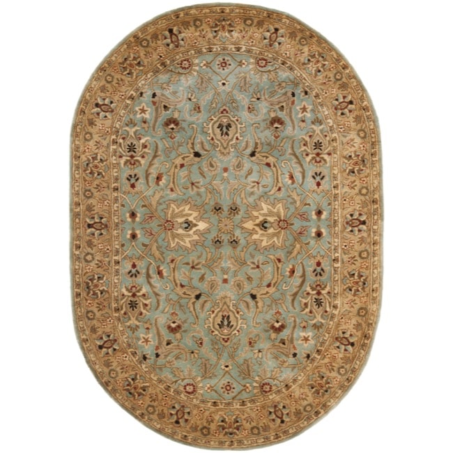 Handmade Persian Legend Blue/ Gold Wool Rug (46 X 66 Oval)