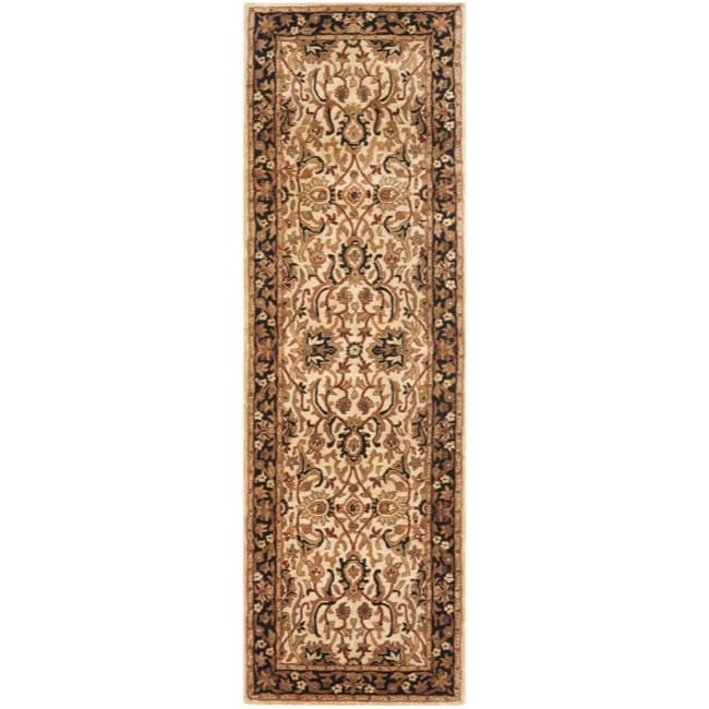 Handmade Persian Legend Ivory/ Black Wool Rug (26 X 10)