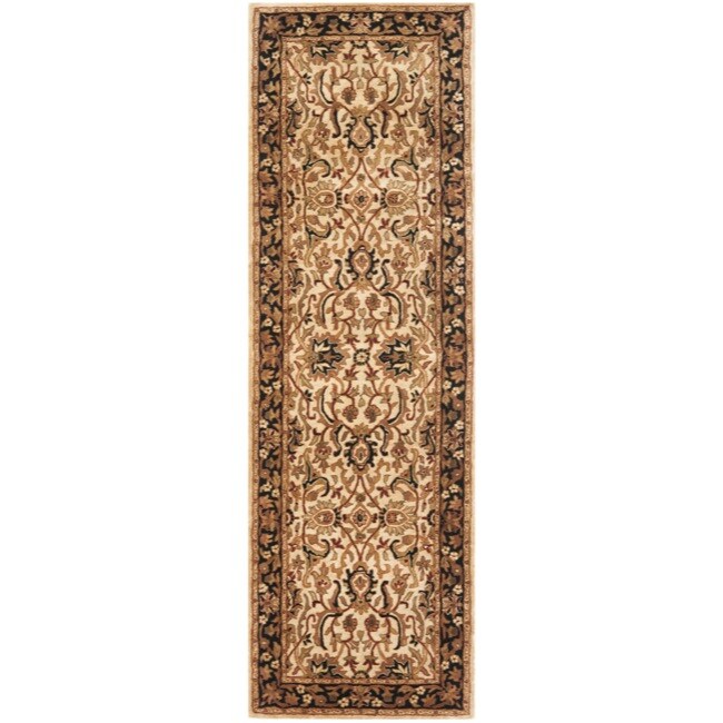 Handmade Persian Legend Ivory/ Black Wool Rug (26 X 12)