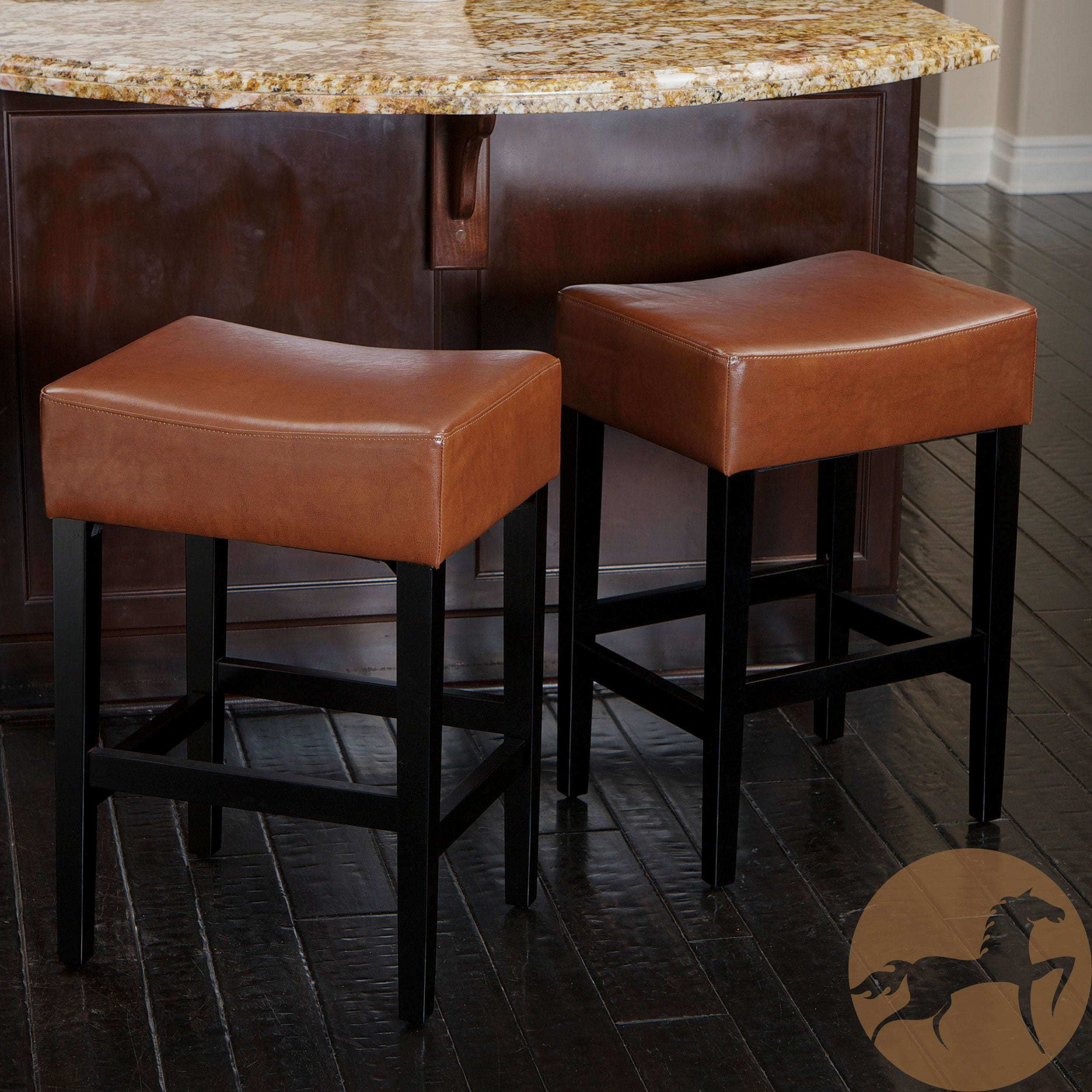 Christopher Knight Home Lopez Backless Hazelnut Leather Counterstools (set Of 2)