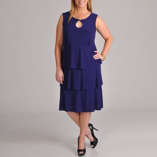 Tiana B. Women's Plus Keyhole Neckline Tiered Jersey Dress Tiana B. Dresses