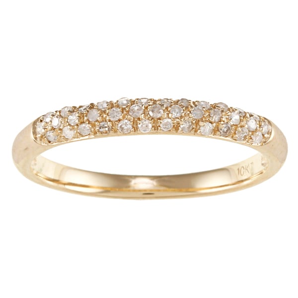 10k Yellow Gold 1/5 TDW Pave Diamond Band (G H, I1 I2) Women's Wedding Bands