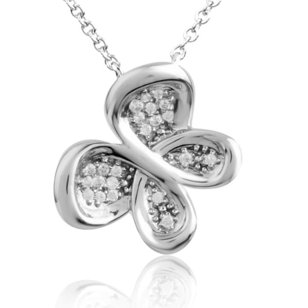 10K Gold Diamond Accent Diamond Butterfly Necklace (I2 I3, IJ) Jessica Simpson Diamond Necklaces