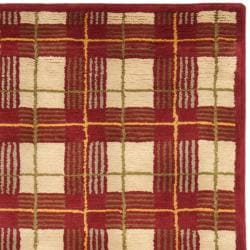 Hand knotted Lexington Plaid Red Wool Rug (7'6 x 9'6) Safavieh 7x9   10x14 Rugs