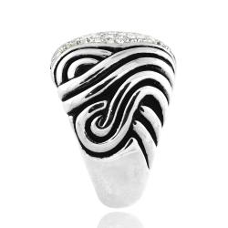 Icz Stonez Sterling Silver And Crystal Striped Ring ICZ Stonez Crystal, Glass & Bead Rings