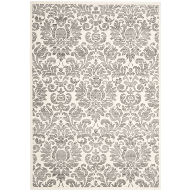 Damask Ivory/ Grey Pile Rug (8 X 112)