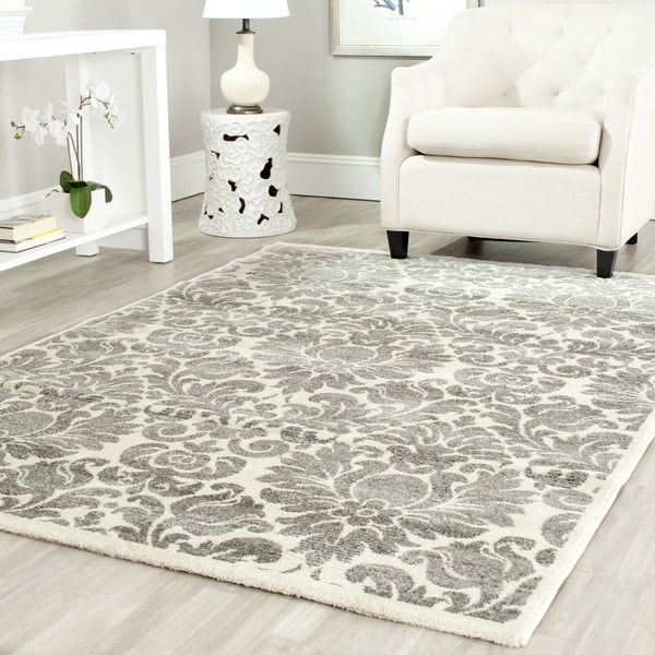 Safavieh Porcello Glam Damask Grey  Ivory  Rug  8 x 11 2 