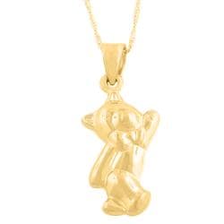 Fremada 14k Yellow Gold Puffed Bear Pendant Goldfill Singapore Chain Fremada Gold Necklaces