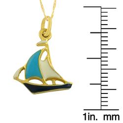 Fremada 14k Yellow Gold Enamel Sailboat Pendant Goldfill Singapore Chain Fremada Gold Necklaces