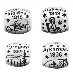 De Buman High polish Sterling Silver US 50 States Charm Bead De Buman Silver Charms