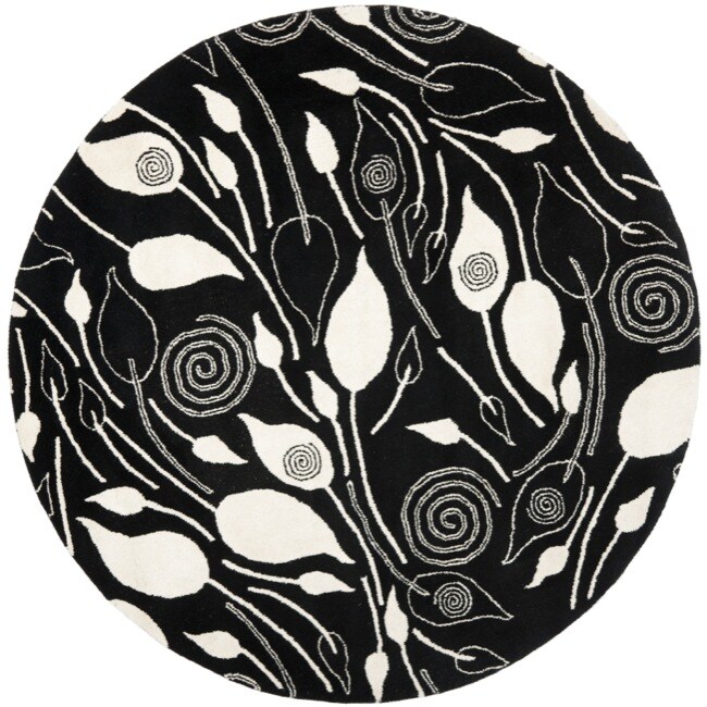 Safavieh Handmade Modern Art Midnight Black/ Ivory Polyester Rug (26