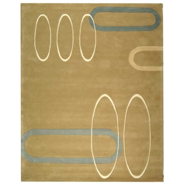 Handmade Soho Ellipses Beige New Zealand Wool Rug (83 X 11)